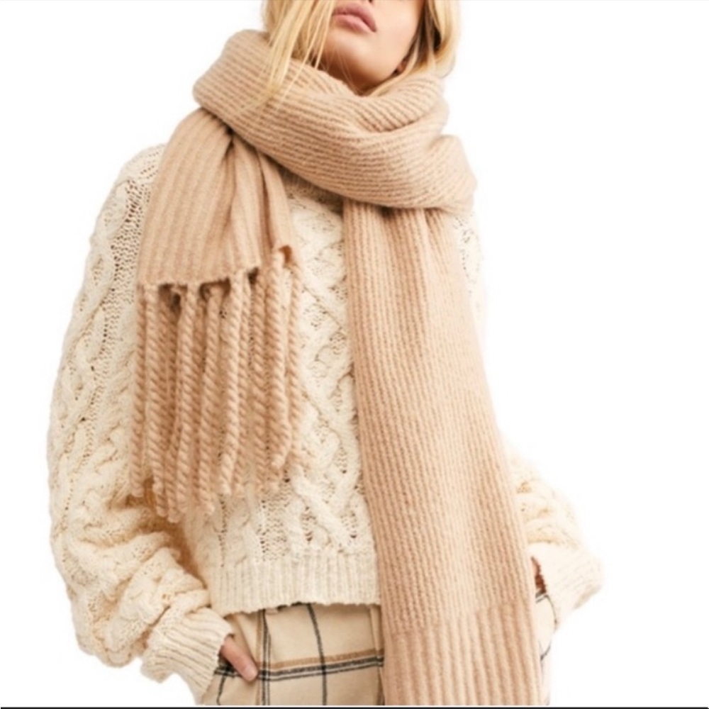 Free People Jaden Rib Knit Blanket Scarf